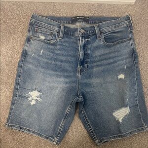 Hollister Men's Distressed Blue Jean Shorts
